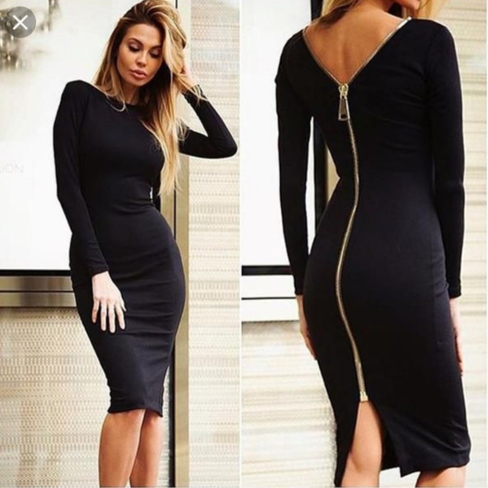 Burgundy zip back dress